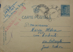 carte postala militara circulata pe ruta CURTEA DE ARGES-DOBRESTI,Bihor,stampila CENZURAT ARGES,timbru Regele Mihai,1942 foto