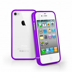 Husa / Carcasa / Bumper cu spate iPhone 4 / 4s mov TPU + PC transparent - calitate superioara foto