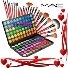Trusa Machiaj Profesionala 120 Culori -MAC - Trusa Make-up Paleta de fard + Set 24 pensule machiaj par natural foto
