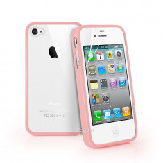 Husa / Carcasa / Bumper cu spate iPhone 4 / 4s roz deschis TPU + PC transparent - calitate superioara foto