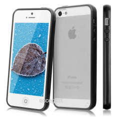 Husa / Carcasa / Bumper cu spate iPhone 5 / 5s negru TPU + PC translucid - calitate superioara foto