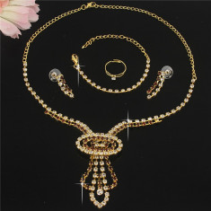 Set de bijuterii Swarovski Princess, placat cu Aur 18k - inel, cercei, bratara, colier GPS19 foto