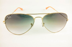 OCHELARI SOARE UNISEX 100% AUTENTICI RAYBAN PILOT 3025 001/3F MODEL NOU 2013 LENTILA ALBASTRU DESCHIS GRADIENT 58MM RAMA AURIE SIGILATI foto