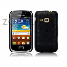 Husa Samsung Galaxy Mini 2 S6500 Carcasa Protectie spate Piele ECO neagra foto