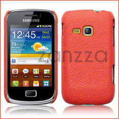 Husa Samsung Galaxy Mini 2 S6500 Carcasa Protectie spate Piele ECO portocalie foto