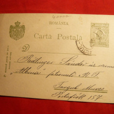 Carte Postala 20 Bani verde ,Ferdinand , hartie gri