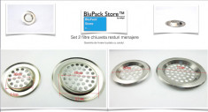 Set 2 filtre resturi menajere chiuveta marimi diferite pentru baie sau bucatarie din inox stainless steel pachet de 2 bucati sita site foto