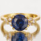 Inel placat cu aur 18k Briliant Cut ,Safir marime 8(US) S6