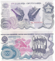 !!! IUGOSLAVIA - 500.000 DINARI 1989 - P 98 - UNC foto