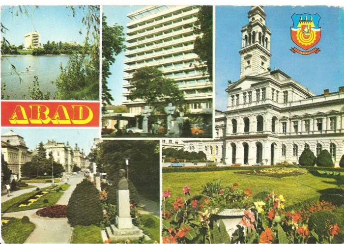 CPI (B3860) ARAD. HOTEL &quot;PARC&quot;, &quot;ASTORIA&quot;, CONSILIUL POPULAR, EDITURA MERIDIANE, SCRISA SI NECIRCULATA