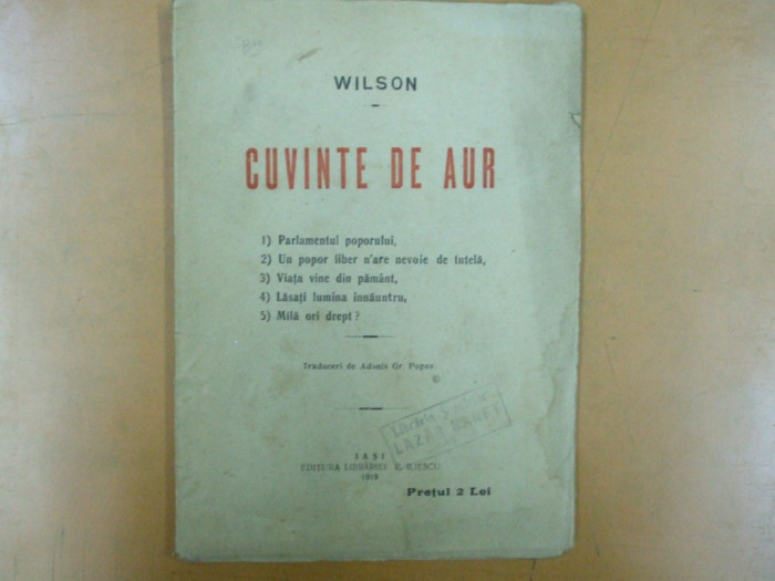 Wilson Cuvinte de aur Iasi 1919 200