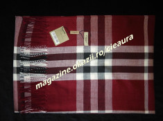 FULAR SAL BURGUNDY BARBATESC ESARFA IMPRIMEU SUPRADIMENSIONAT FIRMA BURBERRY LONDON LANA FINA CALITATEA I COLECTIE NOUA FULARE ESARFE BARBATI foto