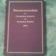 Warenverzeichnis der chemischen industrie des deutschen reiches 1940