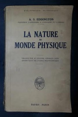 A. S. Eddington LA NATURE DU MOND PHYSIQUE Ed. Payot 1929 trad. franceza foto