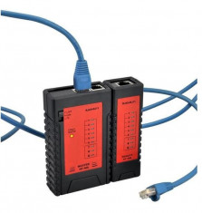 Tester Cablu Lan Retea mufe RJ45, RJ11,UTP, FTP Tester de cablu retea FTP UTP telefon RJ 45+RJ11 foto