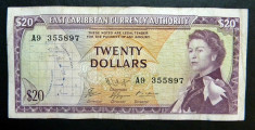 Caraibe East Caribbean 20 Dollars 1965 P15g foto