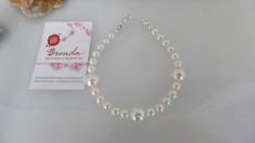 Bratara perle Swarovski cu accesorii metalice argintate foto