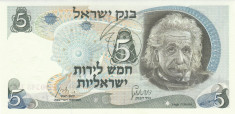 Bancnota Israel 5 Lirot 1968 - P34b UNC ( Albert Einstein ) foto