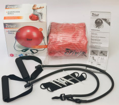 Minge pentru fitness si aerobic cu corzi elastice - 65 cm diametru - cu brosura pentru exercitii - pentru persoanele cu inaltime intre 1,60 - 1,80 m foto