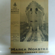 Marea Noastra pentru tineret Revista ligii navale romane Anul VIII Nr. 11 Aprilie 1940