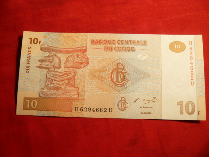Bancnota 10 Fr.2003 Congo , cal.NC