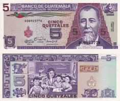 GUATEMALA 5 quetzales 1990 UNC!!! foto