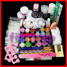 Set Unghii False cu ACARIL, Lichid acrilic, pudra acrilica, pensule, Set 13, Livrare Gratuita foto