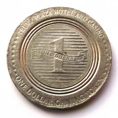 JETON TRUMP PLAZA HOTEL AND CASINO ATLANTIC CITY 1 ONE $ DOLLAR TOKEN, 37 mm ** foto