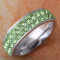 Inel filat cu Aur Alb 9K, Cristale Green Swarovski, marime 8(US) SW1