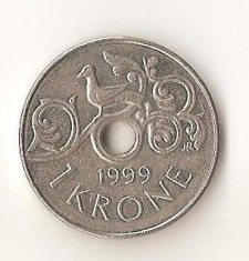 Moneda1 krone 1999 - Norvegia foto