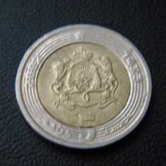 Maroc -moneda de colectie - 5 dirhami 2002 bimetal - spectaculoasa !