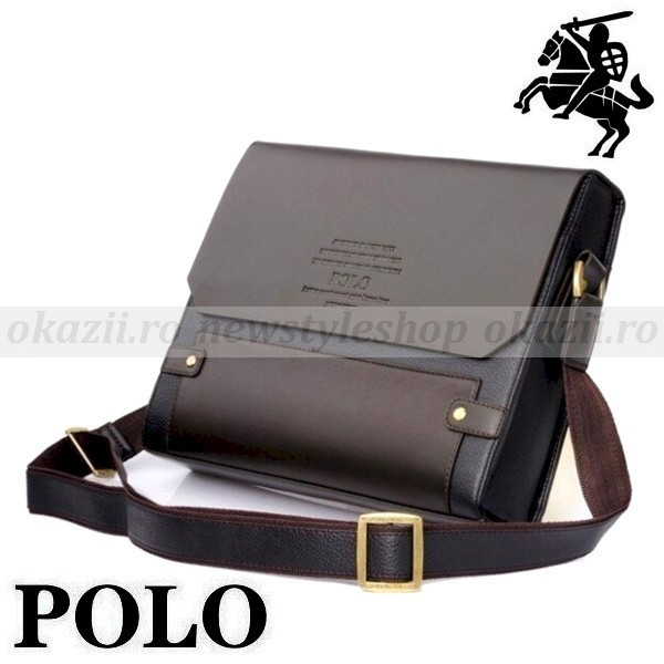 POLO - Geanta din piele pentru laptop, Coffee, Mare | Okazii.ro