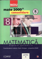 MATEMATICA ALGEBRA, GEOMETRIE - CULEGERE PT CLASA A VIII A PARTEA II de ANTON NERILA MATE 2000+ CONSOLIDARE ED. PARALELA 45 foto