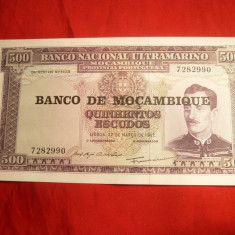 Bancnota 500 Escudos ,supratip.Banco de Mozambic -colonie portugheza , NC