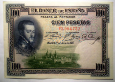 43. SPANIA FELIPE II 100 PESETAS 1925 VF SR. 732 foto