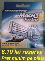 Rezerve Gillette Mach3 Turbo HD (pretabil aparat de ras M3 Power baterie vibratii) Gilette barbierit Gillete Gilete SIGILAT Germania 6.19 lei rezerva foto