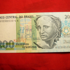 Bancnota 200 Cruzeiros Brazilia , cal.NC