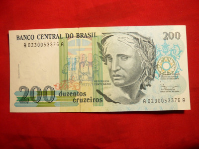 Bancnota 200 Cruzeiros Brazilia , cal.NC foto