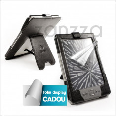 Husa Kindle 4 - 6 inch neagra - Folie display CADOU foto