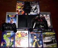 Playstation 2 + 2 Controllere + CARD 8 MB + 9 Jocuri + Volan cu 2 pedale foto