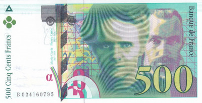 Bancnota Franta 500 Franci 1994 - P160a UNC ( valoare de catalog $250 ) foto