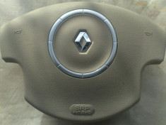 Airbag Volan Renault Megane 2 crem bej pentru pilot automat cu ornament cerc cromat (an fab &amp;#039;02&amp;#039;-09) foto