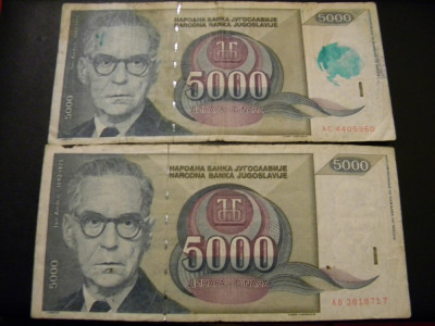 Yugoslavia / Iugoslavia - bancnota de colectie - 5000 dinari (dinara) 1992 foto