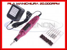 PILA ELECTRICA SEMIPROFESIONALA, MANICHIURA UNGHII FALSE GEL UV - 20000 ROTATII, TURATIE REGLABILA, 6 CAPETE, 6 SMIRGHELE - PRET MINIM, CALITATE MAX foto