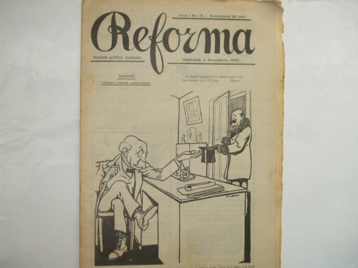 Reforma Revista politica ilustrata An I Nr. 12 Bucuresti 1907 Desene Ary Murnu