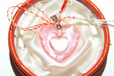 SUPERB MARTISOR PANDANTIV INIMIOARA ROZ CRISTAL SWAROVSKI + CADOU CUTIUTA foto