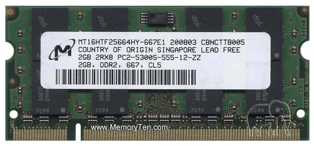 Vand memorii laptop 2GB DDR2 Micron 2GB PC2-5300 DDR2-667MHz non-ECC