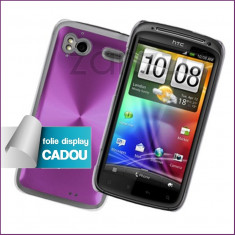 Husa HTC Sensation Aluminiu mov + Folie protectie ecran CADOU foto