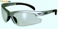 Ochelari de soare Trigger, rame argintii, lentile fumurii Super-Safe, produsi de Global Vision - SUA ; Cadou : un saculet pentru protectie ! foto