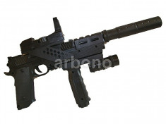 PISTOL/MITRALIERA AIRSOFT+LASER+LANTERNA LED+1000 BILE BONUS. foto